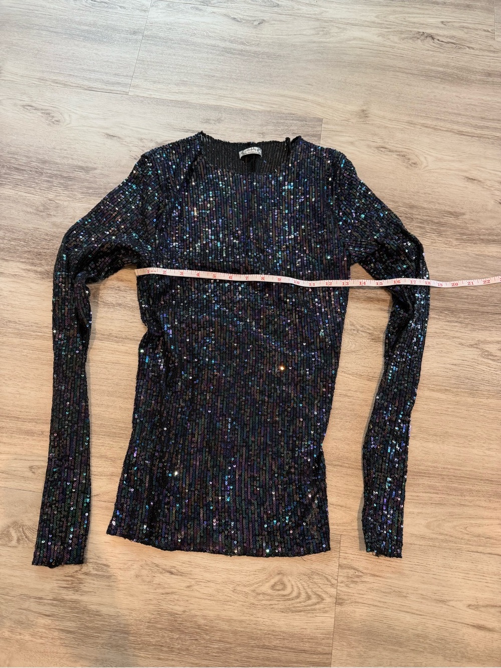 Free People Sequin Ribbed Long-Sleeve Top - Black
